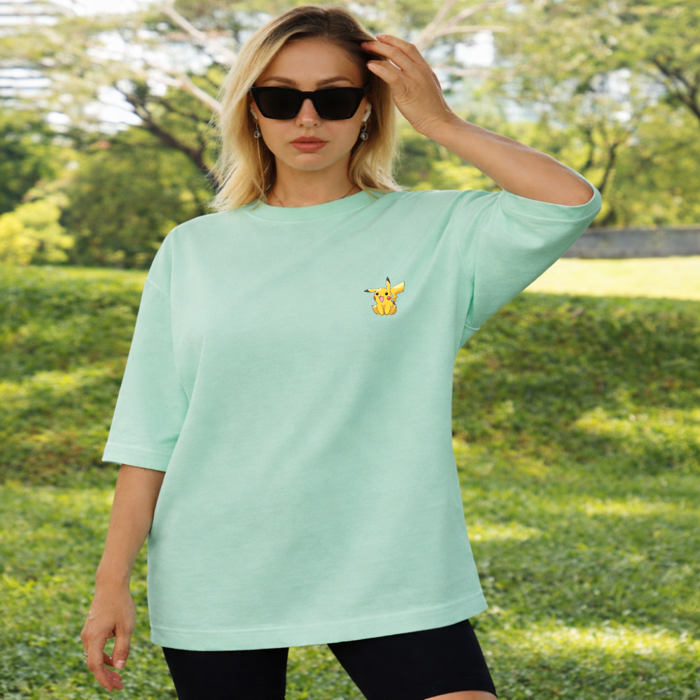 Pikachu Embroidered Oversized T-Shirt | Otaku Drip | No FOMO Studio