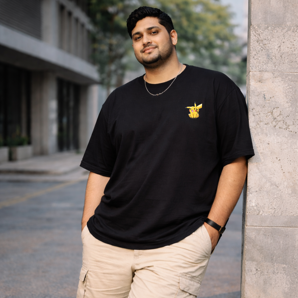 Pikachu Embroidered Oversized T-Shirt | Otaku Drip | No FOMO Studio