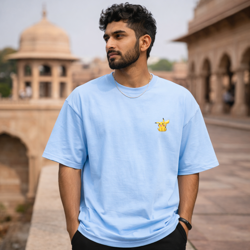 Pikachu Embroidered Oversized T-Shirt | Otaku Drip | No FOMO Studio